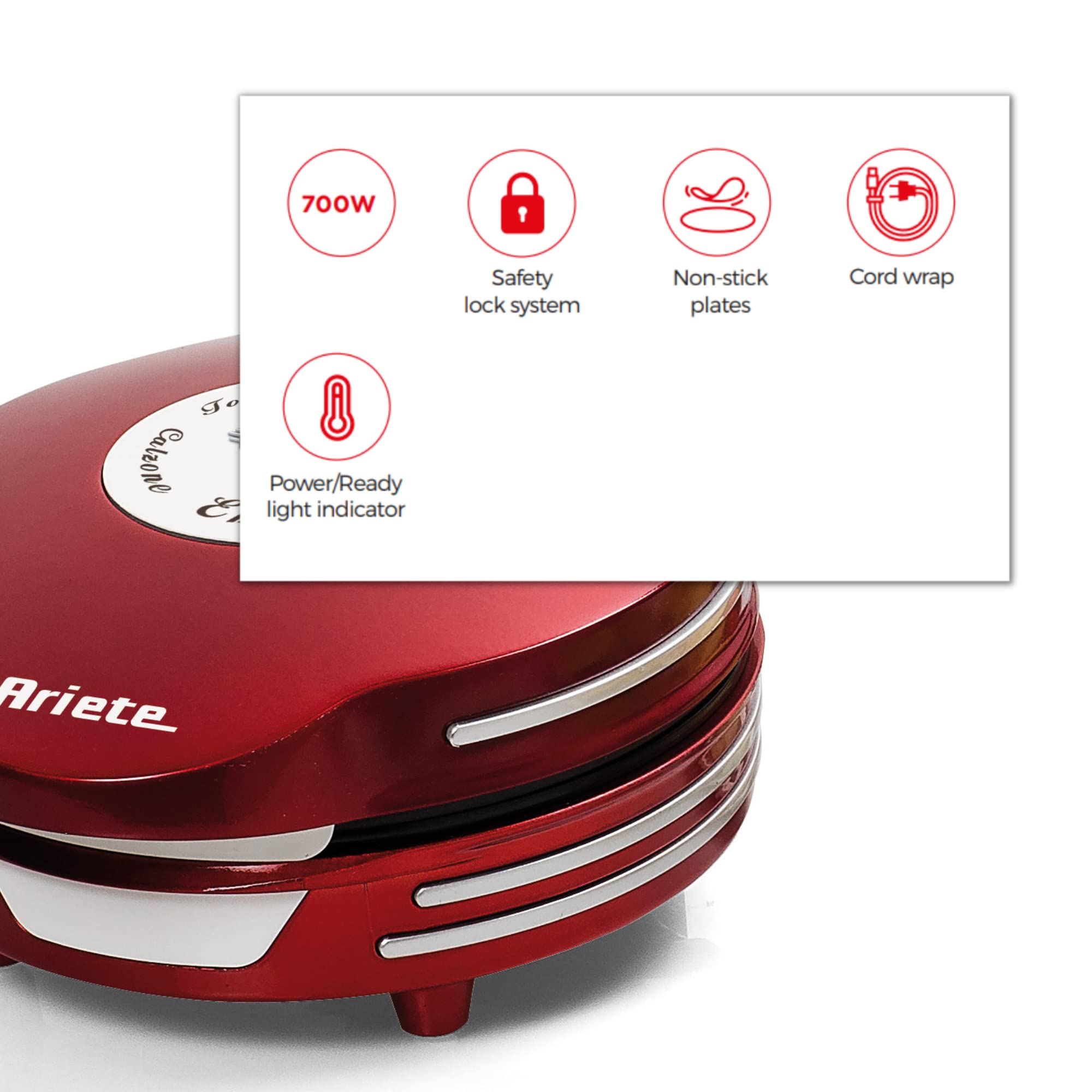 Ariete Omelette Maker 700W | Automatic Egg Omelet Making Machine Plates & Power Light Ready | Electric Pan for omelettes tortillas, calzones, empanadas – Art182 Ariete Omelette Maker 700W | Automatic Egg Omelet Making Machine Plates & Power Light Ready | Electric Pan for omelettes tortillas, calzones, empanadas – Art182